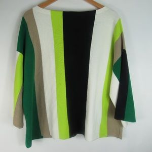 Worthington- Sweater Blouse- Green Black Brown- XL